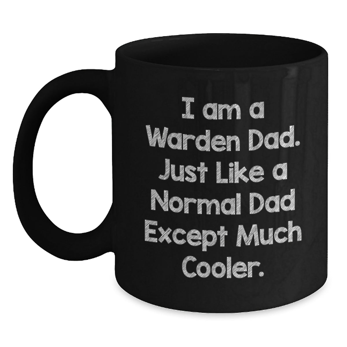 Graduation Unique Gifts from Dad to Warden, 'I Am A Warden Dad' Funny Black Coffee Mug, 11oz/15oz Ceramic Mug for Warden Enthusiasts - Main