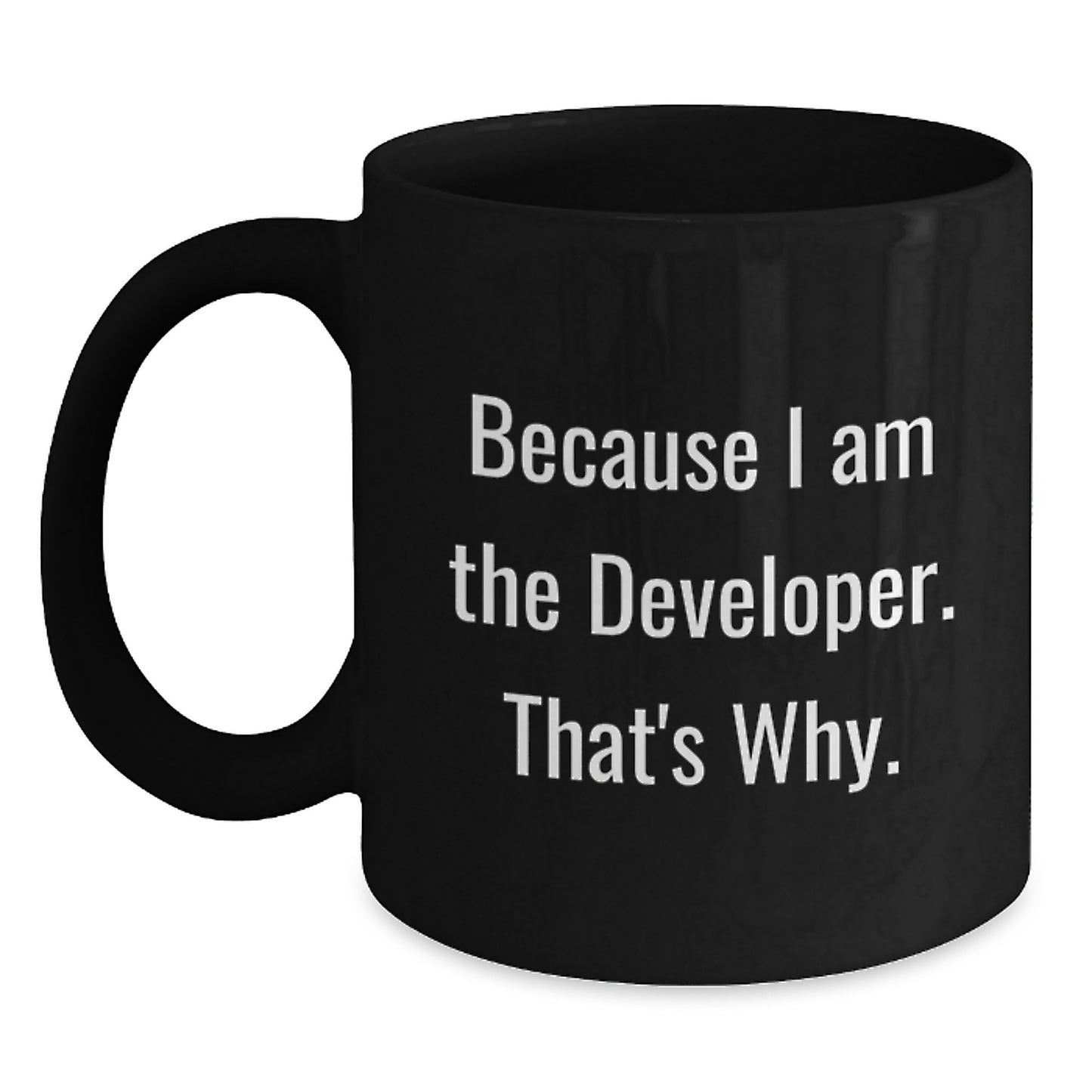 Funny Developer Gifts, Inspirational Black Coffee Mug for Graduation, Gifts from Friends for the Developer Who Said 'Because I Am The Developer. That's Why.' - Main