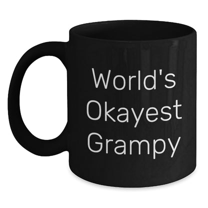 Grampy Gift for Him - World's Okayest Grampy Keepsake Black Coffee Mug - Main