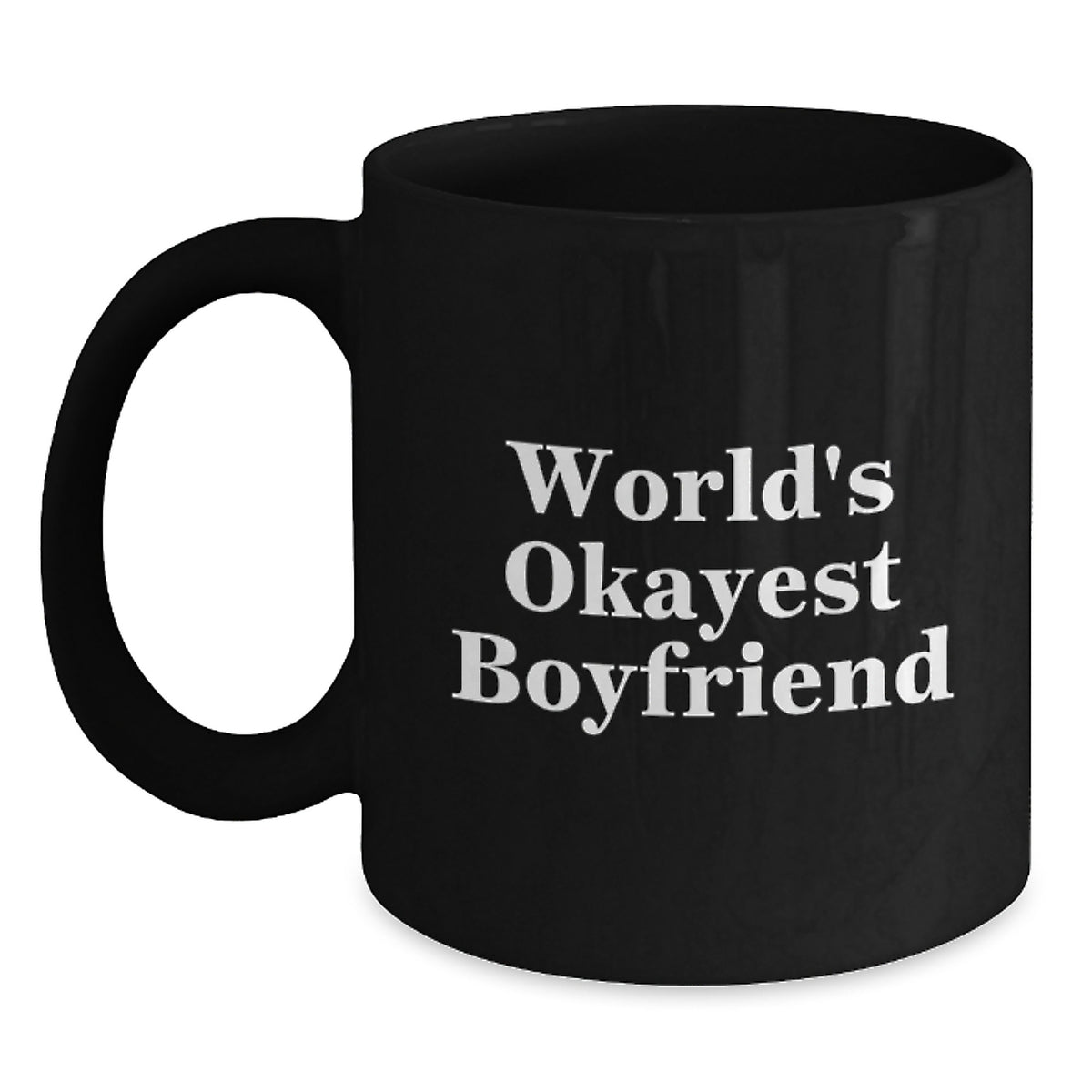 Christmas Gift World's Okayest Boyfriend - Humorous Ceramic Mug for Him - Main