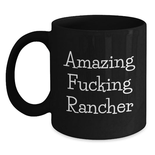 Rancher Gift Black Coffee Mug with Amazing Fucking Rancher Companion - Main