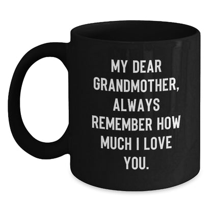 Heartfelt Gift for My Dear Grandmother, Funny Black Coffee Mug for Birthday, Gifts from Family - Main