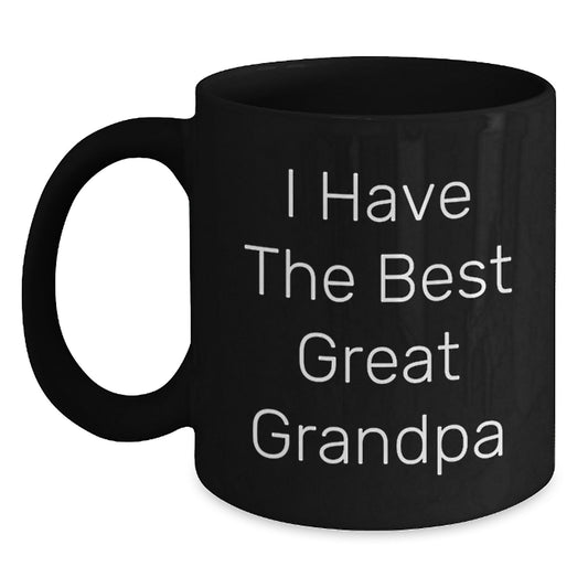 Funny Grandpa Gifts, I Have The Best Great Grandpa, Black Coffee Mug for Graduation, Gifts from Family to Grandpa, Unique Graduation Presents - Main