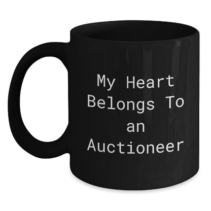 Funny Auctioneer Gifts from Friends Black Coffee Mug My Heart Belongs To An Auctioneer Men Unique Christmas Unique Gifts - Main