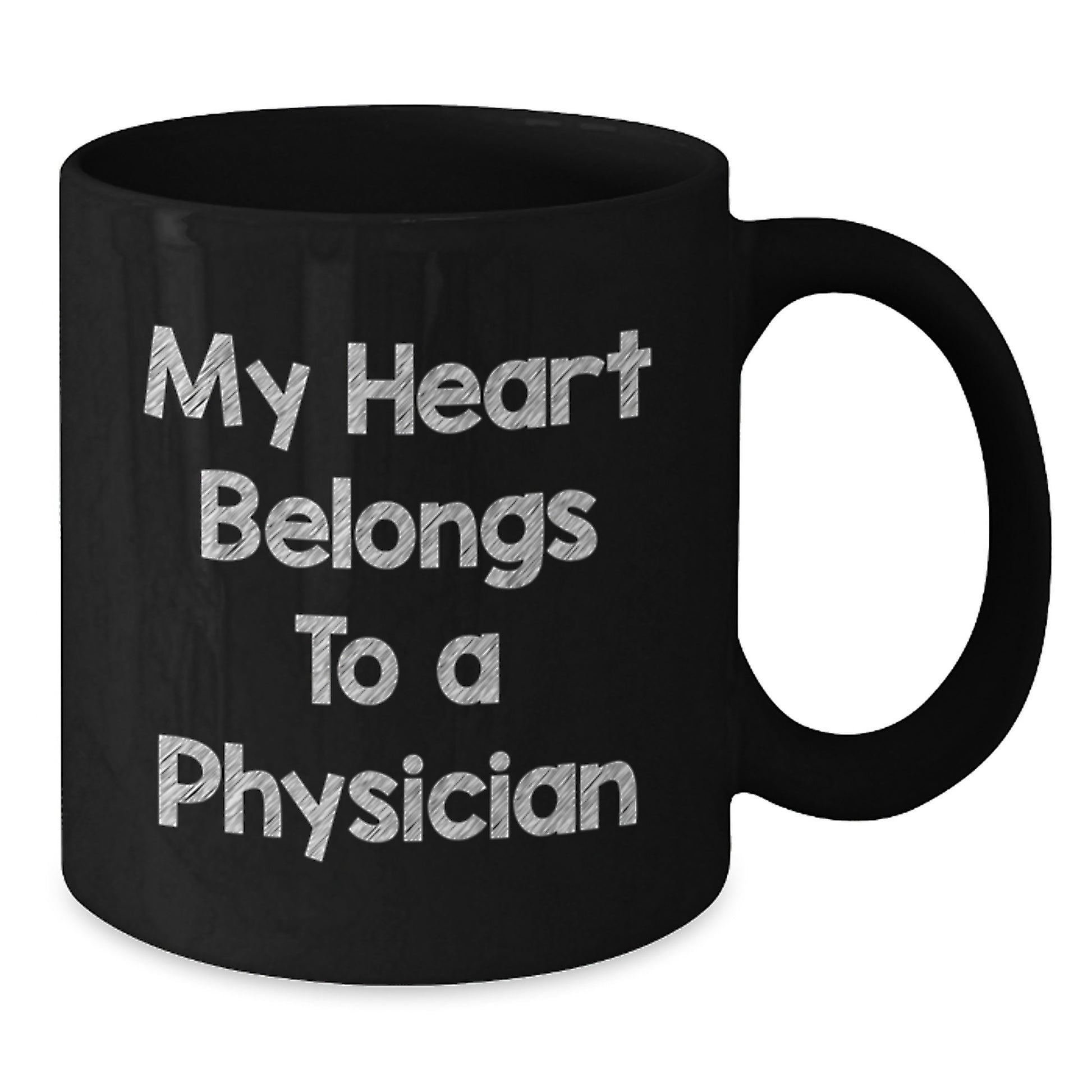 Funny Physician Gifts from Men, Women, or Friends - 'My Heart Belongs To A Physician' Black Coffee Mug for Valentine's Unique Gifts - Additional