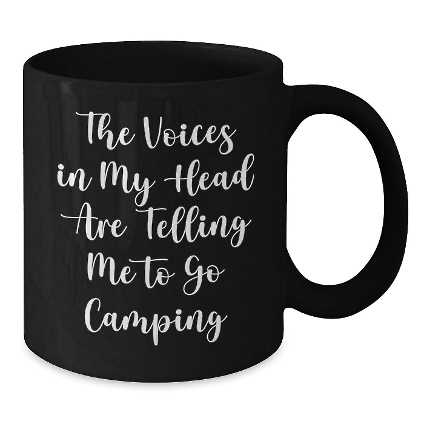 Camping Humor Gifts from Friends - Funny Camping Mug for Men or Women - 'The Voices In My Head Are Telling Me To Go Camping' Birthday Unique Gifts - Additional
