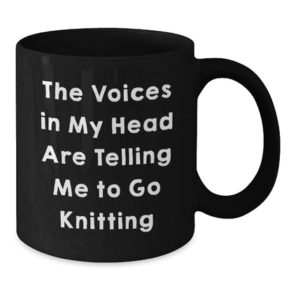 Funny Knitting Quotes Black Coffee Mug Gifts for Him from Friends on Valentine's - The Voices In My Head Are Telling Me To Go Knitting - Additional