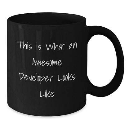Funny Developer Gifts from Friends, This Is What An Awesome Developer Looks Like, Black Coffee Mug for Birthday Unique Gifts - Additional