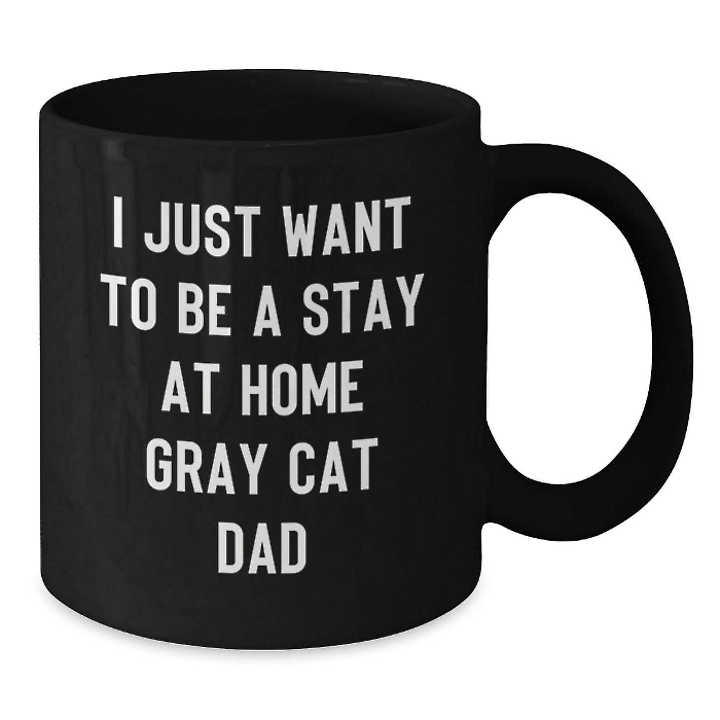 Funny Gray Cat Dad Valentine's Gifts from Men Women Friends Family Black Coffee Mug - 'I Just Want To Be A Stay At Home Gray Cat Dad' - Additional