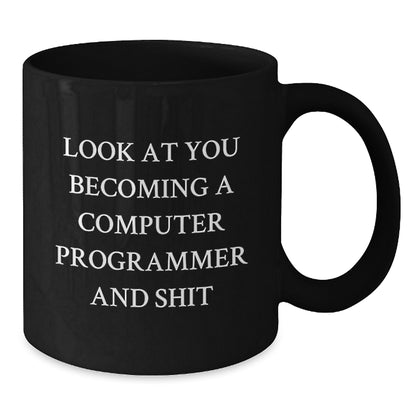 Funny Computer Programmer Gifts for Men from Friends, Black Coffee Mug with Inspirational Quote, 11oz or 15oz, Microwave and Dishwasher Safe, Graduation Unique Gifts - Additional
