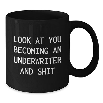 Funny Underwriter Gifts for Christmas Unique Black Coffee Mugs Gifts from Men to Colleagues, Inspirational Quotes, 15 oz, Microwave and Dishwasher Safe - Additional