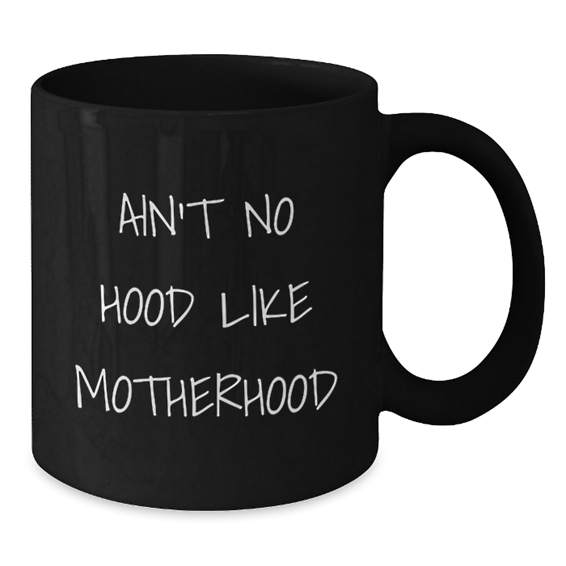 Mom's Love is the Best, Gifts for Mom from Family, Black Coffee Mug with Funny Quote 'Ain't No Hood Like Motherhood', Christmas Unique Gifts - Additional
