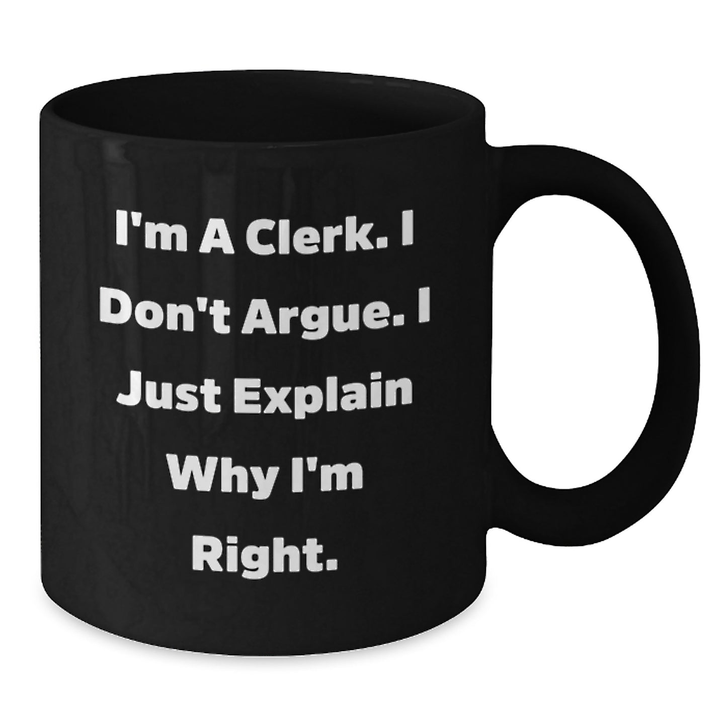 Funny Clerk Gifts for Men, Women, Coworkers, and Family - Christmas Unique Gifts from Friends - Black Ceramic Coffee Mugs with I'm A Clerk Quote - Additional