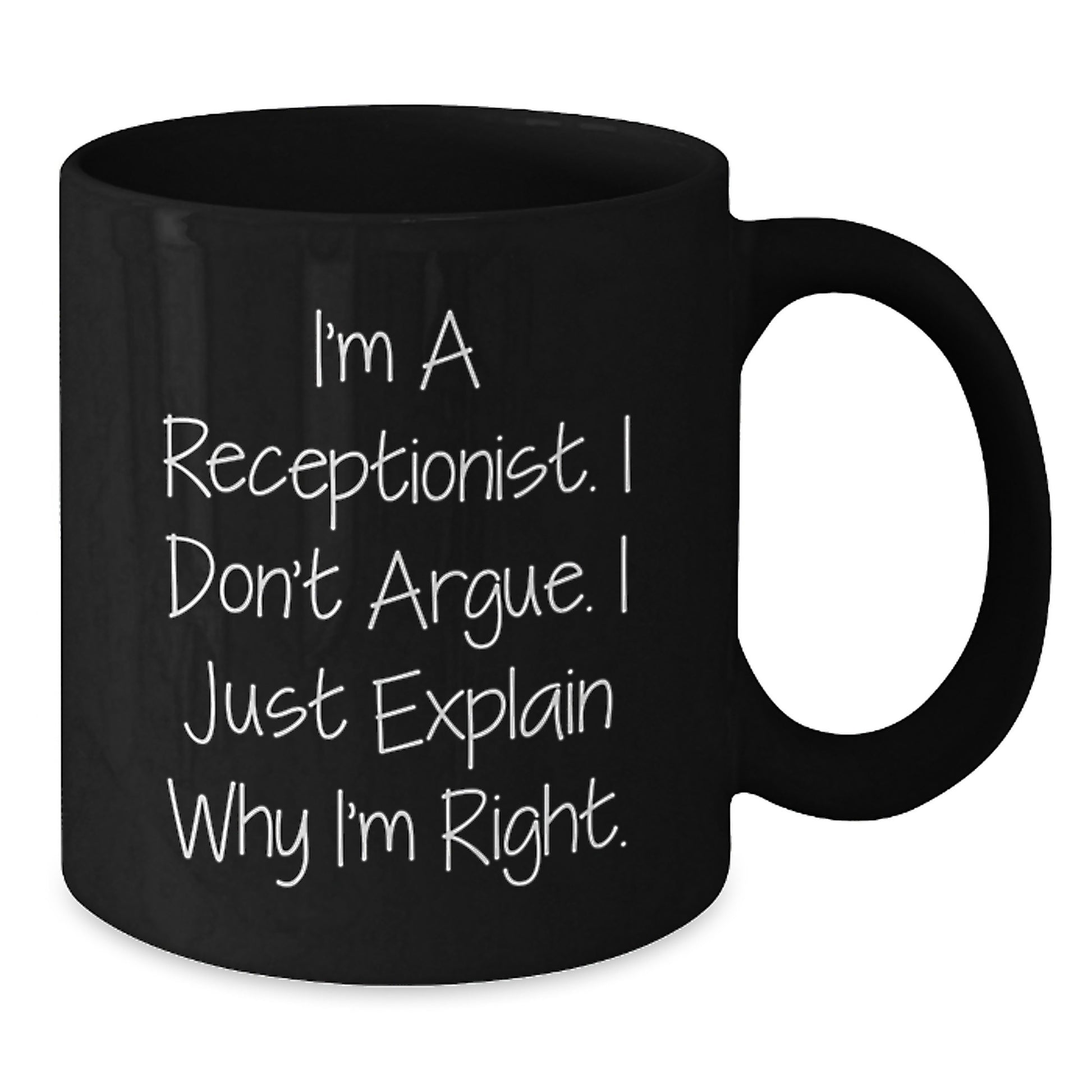 Funny Receptionist Quote Gifts from Men to Coworkers, Black Coffee Mug for Receptionist Birthday, Inspirational Mug for Her, Him, or Friends - Additional