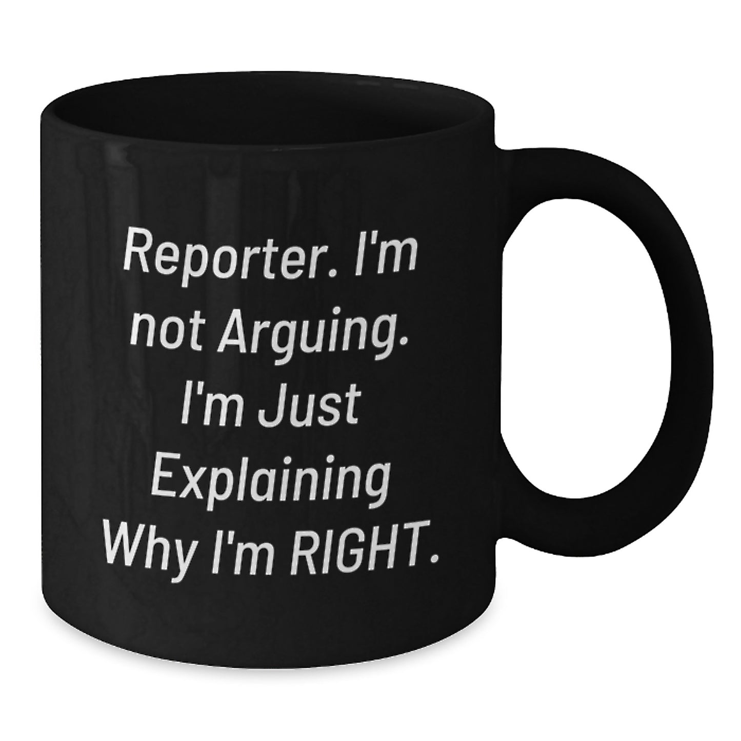 Funny Reporter Christmas Unique Gifts from Friends Black Coffee Mug, Perfect for Reporter Men - Additional