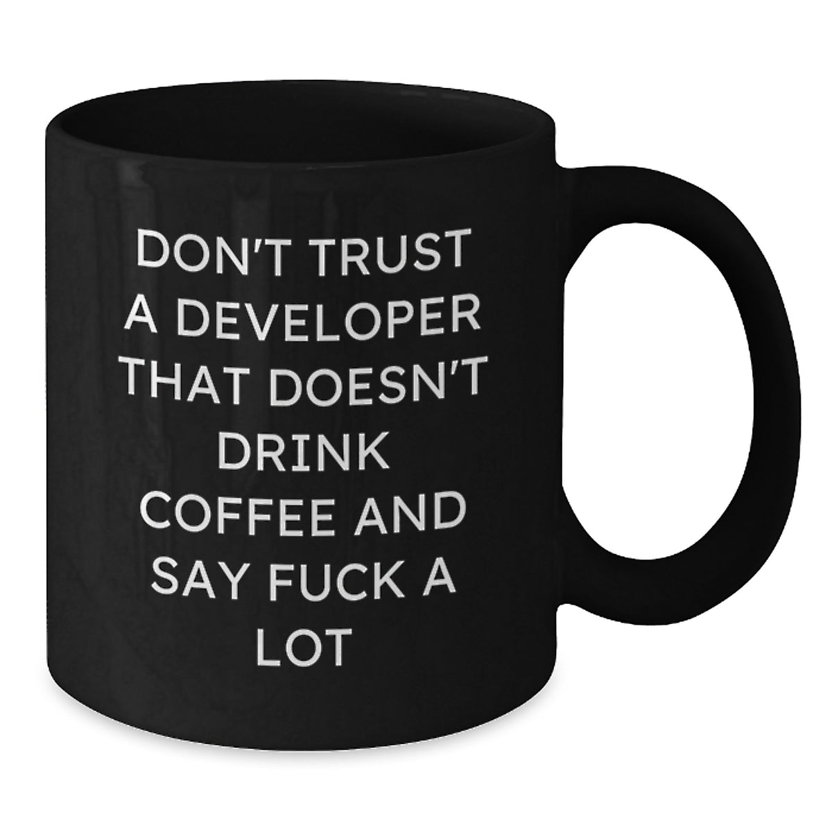 Funny Gifts for Developer Friends, 'Don't Trust A Developer' Black Coffee Mug, Unique Christmas Memorable Presents from Men to Coworker - Additional