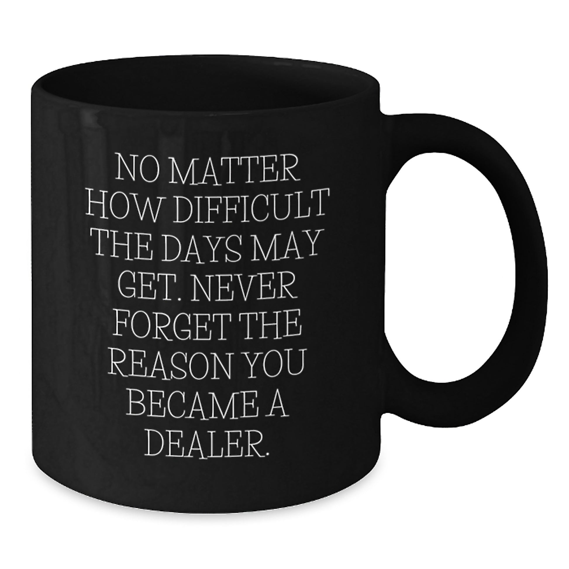 Funny Dealer Gifts, Inspirational Black Coffee Mug, Never Forget The Reason, Gifts from Friends for Dealer - Additional