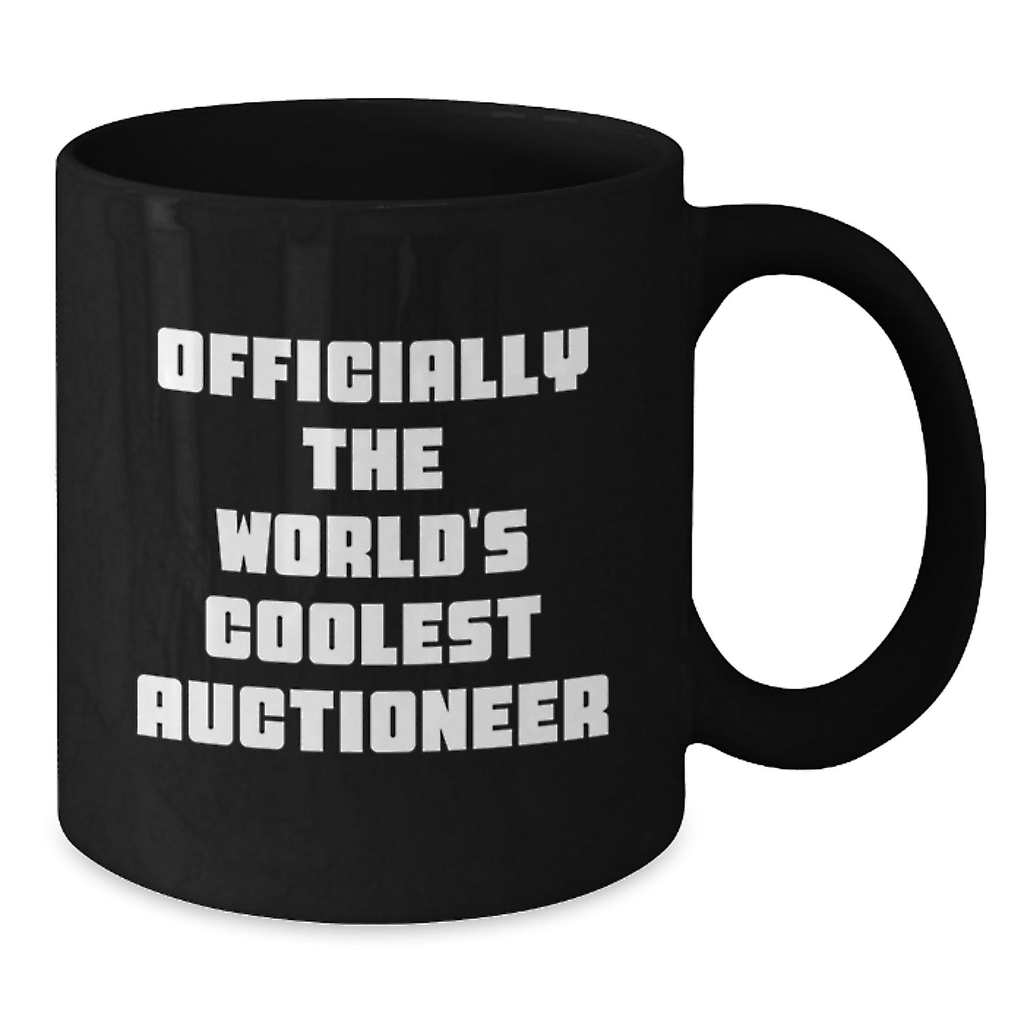 Funny Gifts from Friends for the World's Coolest Auctioneer - Valentine's Unique Black Coffee Mugs with Officially The World's Coolest Auctioneer Quote - Additional