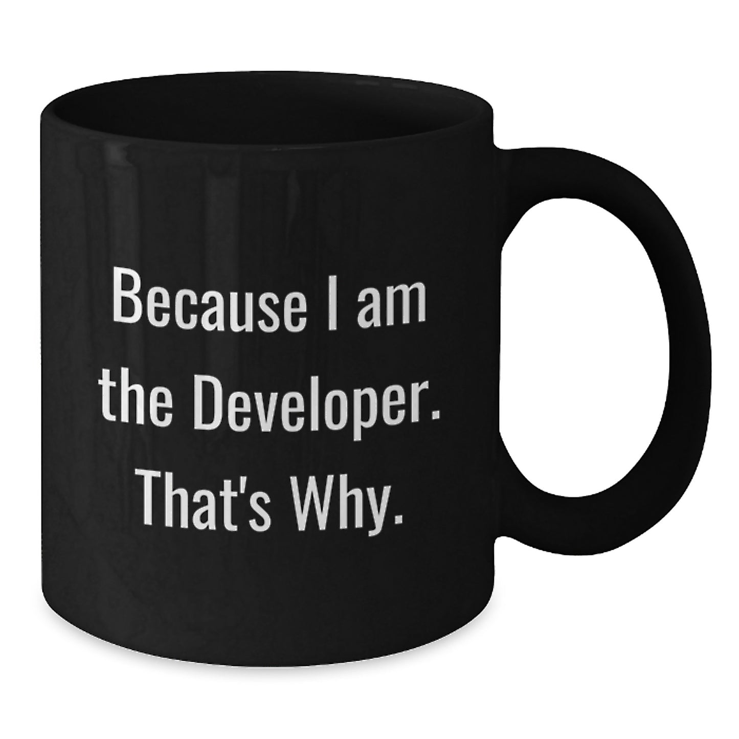 Funny Developer Gifts, Inspirational Black Coffee Mug for Graduation, Gifts from Friends for the Developer Who Said 'Because I Am The Developer. That's Why.' - Additional