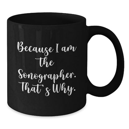 Sonographer Keepsake Black Coffee Mug for Him Birthday Gift Ceramic 11oz - Additional