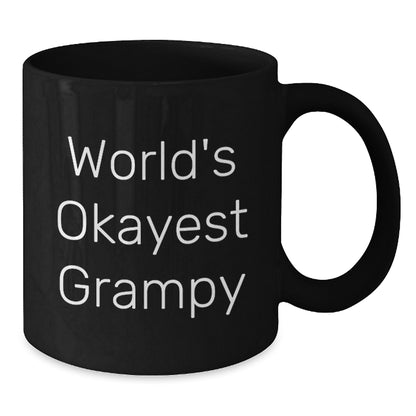 Grampy Gift for Him - World's Okayest Grampy Keepsake Black Coffee Mug - Additional
