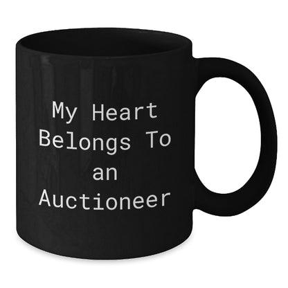 Funny Auctioneer Gifts from Friends Black Coffee Mug My Heart Belongs To An Auctioneer Men Unique Christmas Unique Gifts - Additional