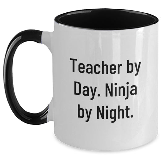 Funny Teacher Gifts from Friends, Two Tone Coffee Mug for Teachers, Birthday Unique Gifts, Teacher By Day. Ninja By Night. - Main
