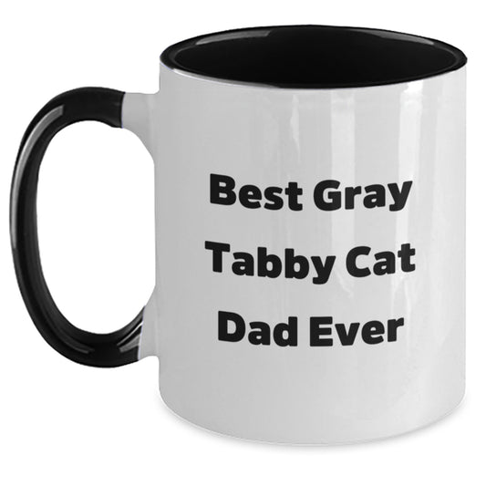 Funny Gray Tabby Cat Dad Gifts for Him on Birthday Unique Two Tone Coffee Mugs Gifts from Men to Friends - Main