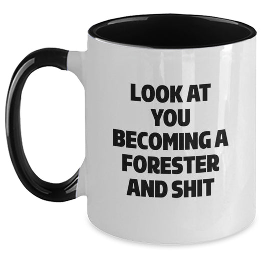 Become a Forester Funny Two Tone Coffee Mug Gifts for Men from Friends at Christmas - Main