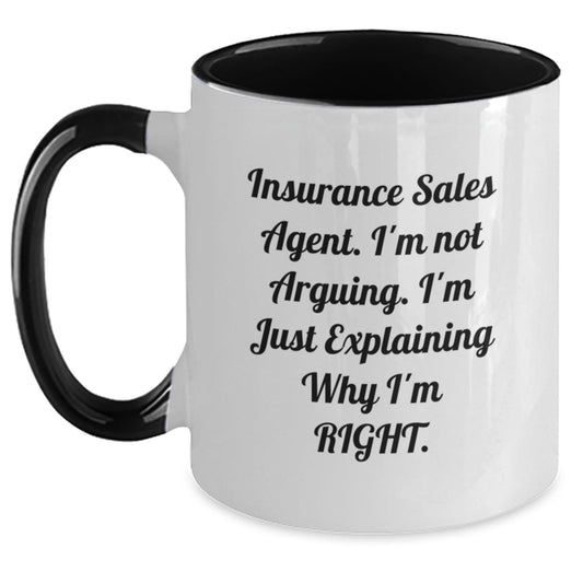 Funny Gifts for Insurance Sales Agent, Two Tone Coffee Mug, Christmas Unique Ideas, Gifts from Friends, Men, Women - Main