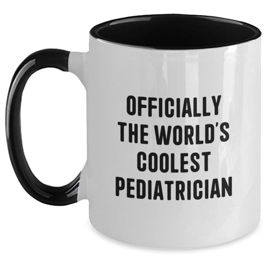 Funny Pediatrician Gifts from Friends for Men, 'Officially The World's Coolest Pediatrician' Two Tone Coffee Mug - Main