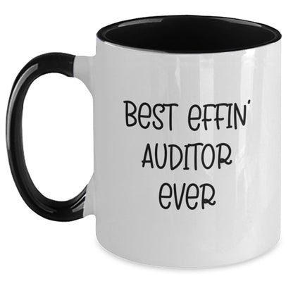 Funny Auditor Gifts for Mom, Two Tone Coffee Mugs with Quote Best Effin' Auditor Ever, Unique Gifts from Family for Auditor - Main