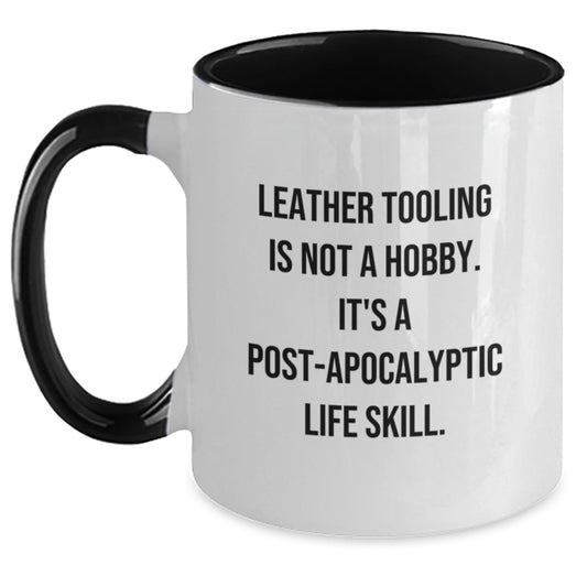 Funny Leather Tooling Gifts from Friends - Two Tone Coffee Mug for Leather Tooling Enthusiasts' Birthday - Main