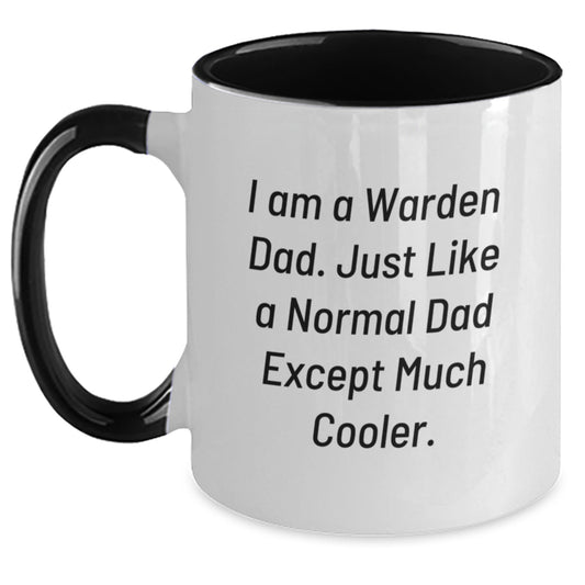 Funny Warden Dad Gifts, Gifts from Men, Two Tone Coffee Mug with I Am A Warden Dad Quote, Perfect for Graduation Unique Gifts for Warden - Main