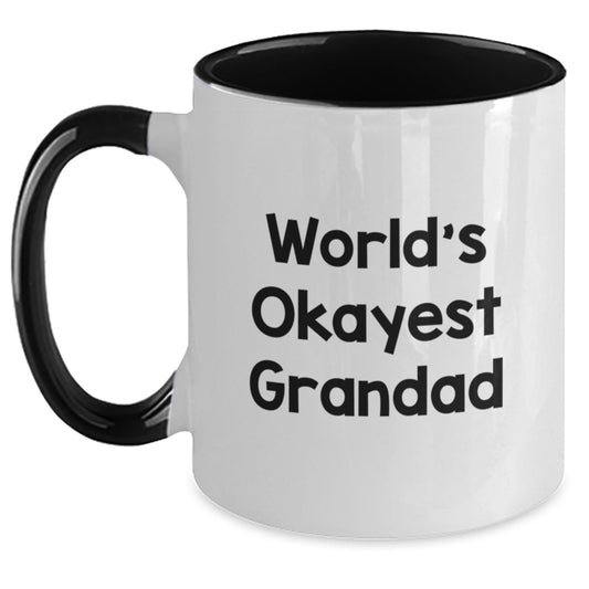 Grandad Gift for Him - World's Okayest Grandad Keepsake Two Tone Coffee - Main