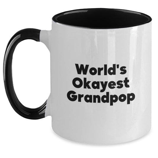 Christmas Gift for Grandpop - World's Okayest Grandpop Two Tone Coffee - Main