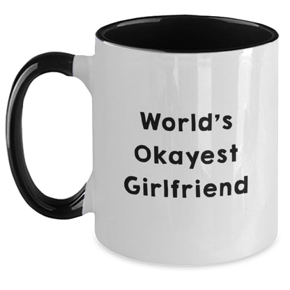 Birthday Gift for Her Present Girlfriend Two Tone Mug 'World's Okayest' - Main