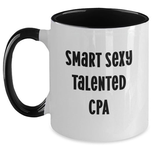 Gifts from Men for Smart Sexy Talented CPAs, Funny Holiday Two Tone Coffee Mugs, Red and White - CPA Gifts for Christmas Unique Presents - Main