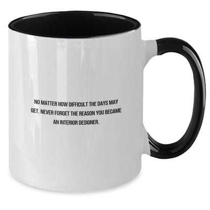 Funny Interior Designer Gifts from Mom - Two Tone Coffee Mug - Never Forget the Reason You Became an Interior Designer - Father's Day Unique Gifts for Interior Designer Men - Additional