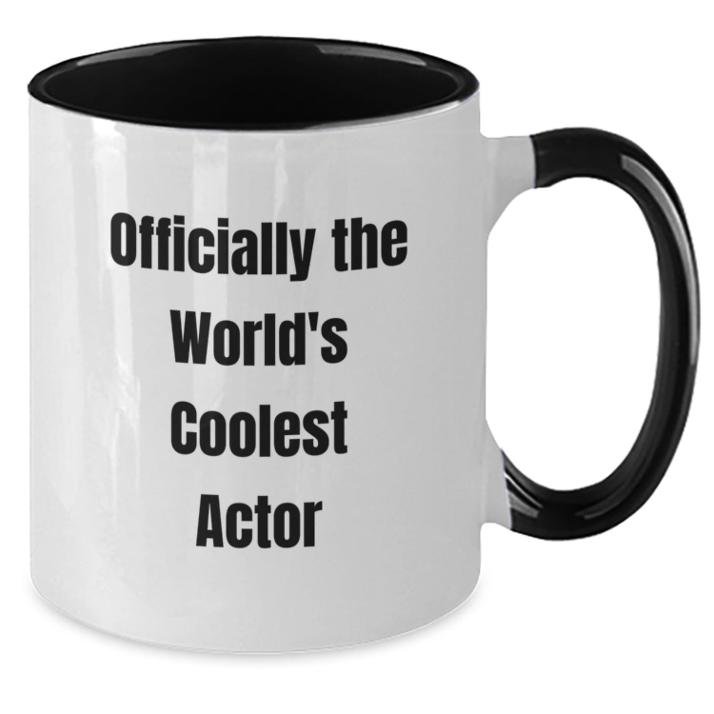 Funny Actor Valentine's Gifts from Friends, Unique Two Tone Coffee Mug, 'Officially The World's Coolest Actor' Quote - Additional