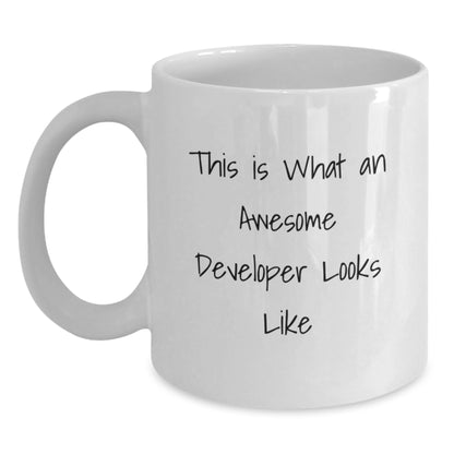 Funny Developer Gifts from Friends, This Is What An Awesome Developer Looks Like - White Coffee Mug for Developers, Unique Birthday Unique Gifts for Him, Funny Mug for Coworkers - Main