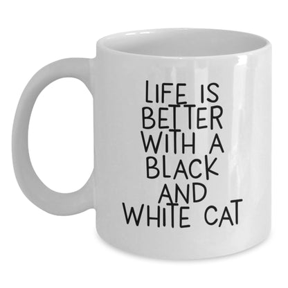 Black and White Cat Lover's Gift, Funny Quote White Coffee Mug, 11oz or 15oz Capacity, Perfect Birthday Unique Gifts from Friends and Family - Main