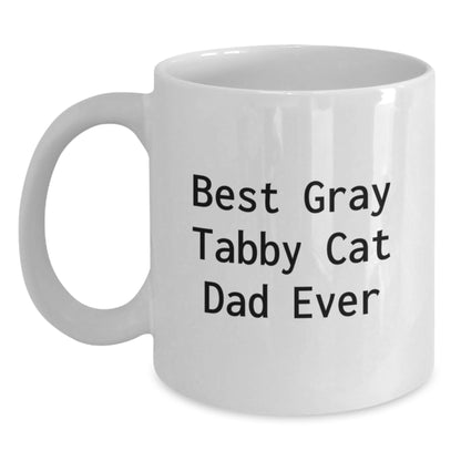 Funny Quote Gifts for Gray Tabby Cat Owners, Best Gray Tabby Cat Dad Ever Mug, White Coffee Mug for Birthday - Main