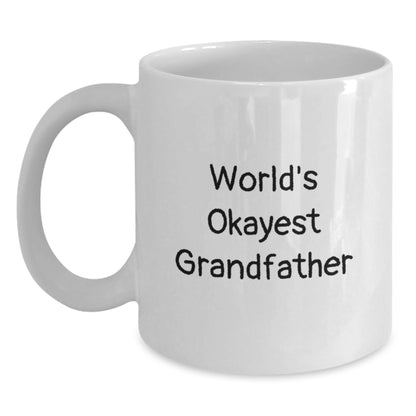 Funny Grandfather Gifts from Family for Men, World's Okayest Grandfather White Coffee Mug, Graduation Unique Gifts - Main