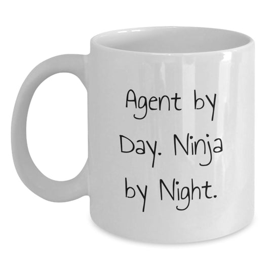 Agent Gifts from Friends, Funny Agent White Coffee Mug for Graduation Unique Gifts, Agent By Day. Ninja By Night. - Main