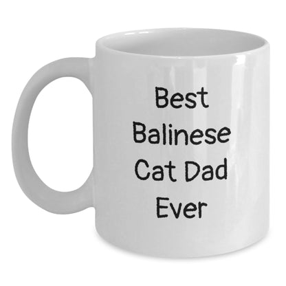 Funny Balinese Cat Gifts for Men, Unique White Coffee Mug with Best Balinese Cat Dad Ever Quote, Birthday Unique Gifts from Family - Main