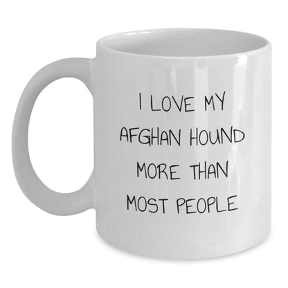 Funny Afghan Hound Dog Lovers Gifts from Friends for Birthday, I Love My Afghan Hound More Than Most People White Coffee Mug - Main