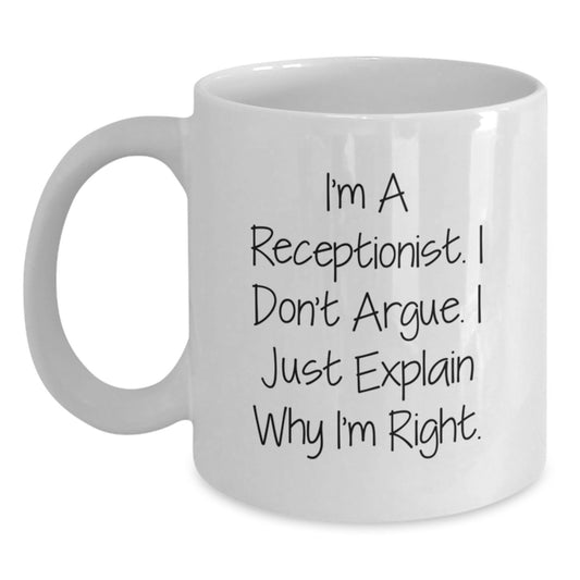 Receptionist Humor, Funny Gifts for, Funny Birthday Unique Gifts from Friends, Gifts for Receptionist, White Coffee Mug - Main