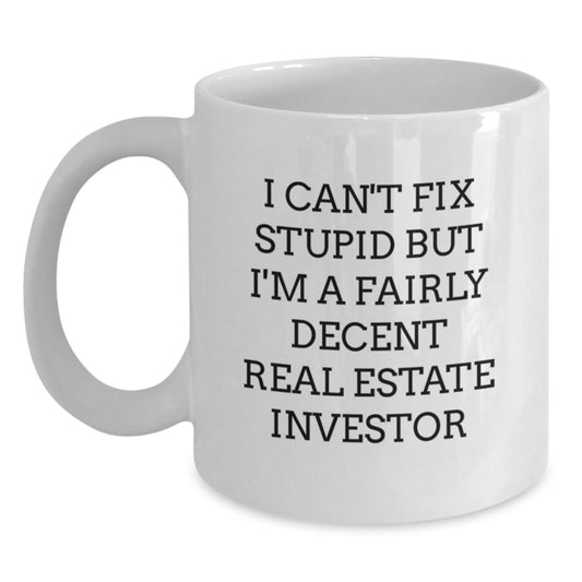 Funny Real Estate Investor Gifts White Coffee Mug for Men Women Friends Family - Christmas Unique Presents from Men Women Friends - Main