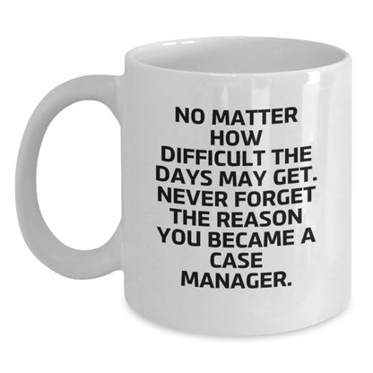 Funny Case Manager Birthday Unique Gifts from Family, White Coffee Mug for Case Manager, Never Forget The Reason You Became A Case Manager - Main